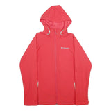 COLUMBIA Mens Red Hooded Softshell Jacket S Polyester Outdoor Zip Pocket