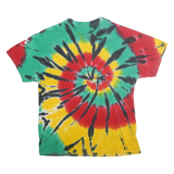 Mens Green & Red Tie Dye Cotton T-Shirt L Short Sleeve Crew Neck Vibrant Spiral