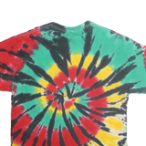 Mens Green & Red Tie Dye Cotton T-Shirt L Short Sleeve Crew Neck Vibrant Spiral