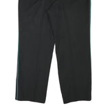 Mens Black & Green Polyester Blend Regular Fit Straight Trousers W37 L29