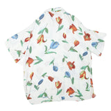 BIG FUN Womens White Floral Print Shirt Short Sleeve Collared XL Lightweight