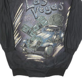 Womens Black Las Vegas Pullover Sweatshirt M Zipper Collar Vintage Style