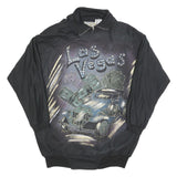 Womens Black Las Vegas Pullover Sweatshirt M Zipper Collar Vintage Style