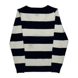 Tommy Hilfiger Striped Sweater - Large Black & White Cotton Blend