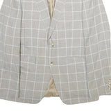 ZARA Mens Beige & White Checked Blazer Jacket L Polyester Blend Button Closure