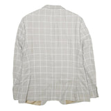 ZARA Mens Beige & White Checked Blazer Jacket L Polyester Blend Button Closure