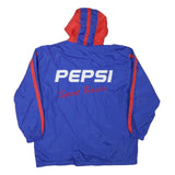 PEPSI Mens Blue & Red Hooded Zip Jacket L Polyester Blend Sport Basics