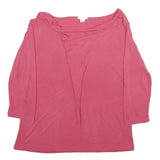 MONSOON Womens Pink Basic Top 3/4 Sleeve Boat Neck UK 14 Comfortable Casual