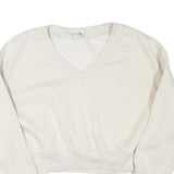 NIKE Womens White V-Neck Sweatshirt XL Cotton Blend Cropped Regular Fit