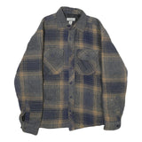 OCEAN COAST Mens Blue & Brown Cotton Blend Button Jacket S Plaid Casual Shirt