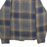 OCEAN COAST Mens Blue & Brown Cotton Blend Button Jacket S Plaid Casual Shirt