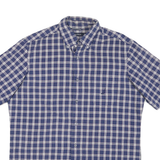 NAUTICA Mens Blue & White Check Shirt M Cotton Blend Casual Short Sleeve
