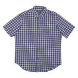NAUTICA Mens Blue & White Check Shirt M Cotton Blend Casual Short Sleeve