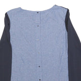 ARMANI JEANS Womens Navy Blue & Light Blue Round Neck Long Sleeve Top M Button