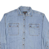 MARINO BAY Mens Blue Denim Shirt XL Long Sleeve Button Front Casual Workwear