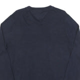TOMMY HILFIGER Mens Navy Blue Plain V Neck Basic Knit Jumper M Cotton Blend