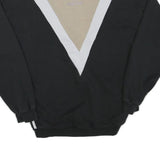 ADIDAS Womens Black & Beige V Panel Crew Neck UK 10 Sweatshirt Cotton Blend