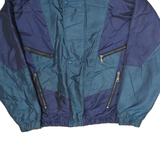Mens Blue Navy & Teal Zip Up Nylon Jacket M Colourblock Windbreaker