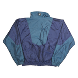 Mens Blue Navy & Teal Zip Up Nylon Jacket M Colourblock Windbreaker