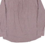 CHAPS Mens Maroon & White Check Shirt L Button Down Cotton Blend Casual