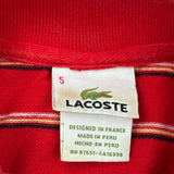 Lacoste Striped Polo Shirt - Large Red Cotton