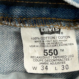 550 Levis Jeans - 34W 30L Light Wash Cotton