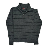 Southpole Striped 1/4 Zip - Large Gray Acrylic