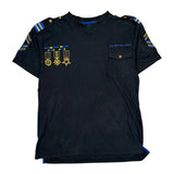 Military Style Bare Fox Graphic T-Shirt - 3XL Black Cotton