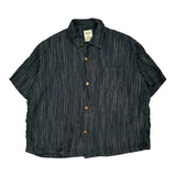 Sonofloong Striped Short Sleeve Shirt - 2XL Blue Linen
