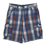 Wrangler Checked Cargo Shorts - 30W 10L Blue Cotton