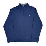 Polo By Ralph Lauren 1/4 Zip - 2XL Blue Cotton