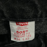 505 Levis Jeans - 34W 32L Black Cotton