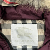 Age 14 Burberry Puffer - Large Burgundy Polyester