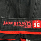 Lion Dynasty Studded Denim Shorts - 36W 12L Black Cotton