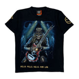 Skeleton Guitarist Rock Eagle Single Stitch T-Shirt - Medium Black Cotton