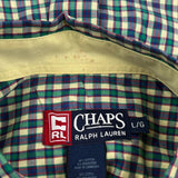 Chaps Ralph Lauren Checked Short Sleeve Shirt - Large Green Cotton Blend
