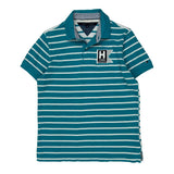 Tommy Hilfiger Striped Polo Shirt - Medium Blue Cotton