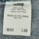501 Levis Jeans - 34W 30L Blue Cotton