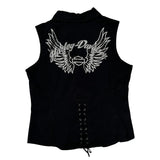 Motorcycle Harley Davidson Graphic Vest - Large Black Cotton