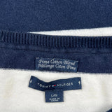 Tommy Hilfiger Striped Sweater - Large Black & White Cotton Blend
