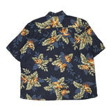 Nautica Floral Hawaiian Shirt - XL Blue Viscose Blend