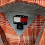 Tommy Hilfiger Checked Short Sleeve Shirt - Large Orange Cotton