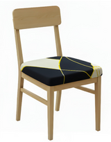 Anyseat Black and White Gold Linear Print Chair Cover – Stretch Washable Removable Seat Cover for Dining & Kitchen
