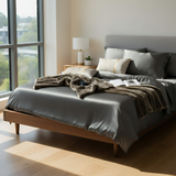 Anycozy UK King Bed Sheet Set – Deep Grey & Light Grey Ultra‑Soft Luxury Egyptian Cotton Bedding Cover, 4‑Piece Ensemble