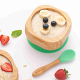 Bamboo Baby Suction Bowl and Spoon Set - Green
