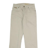 WRANGLER Mens Relaxed Beige Cotton Blend Trousers W30 L29 Zip Closure