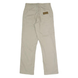 WRANGLER Mens Relaxed Beige Cotton Blend Trousers W30 L29 Zip Closure