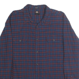 DICKIES Mens Blue & Maroon Check Shirt 2XL Cotton Long Sleeve Workwear Relaxed