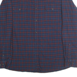 DICKIES Mens Blue & Maroon Check Shirt 2XL Cotton Long Sleeve Workwear Relaxed