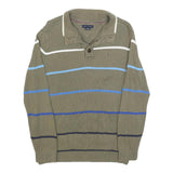 TOMMY HILFIGER Boys Beige & Blue Patterned Pullover V-Neck Basic Knit XL Cotton